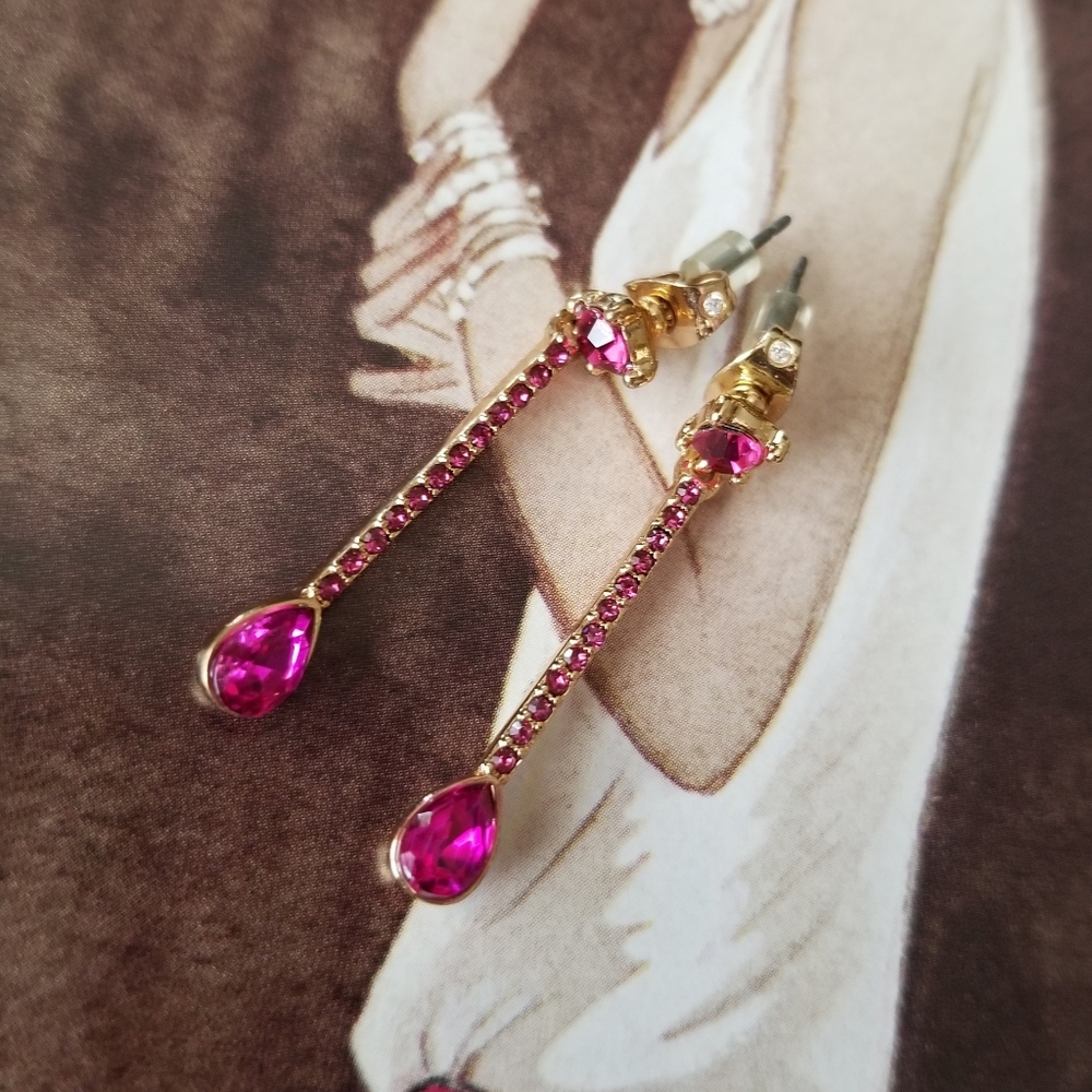 ❗Dita Von Teese Style Pink Rhinestone Drop Earrings❗